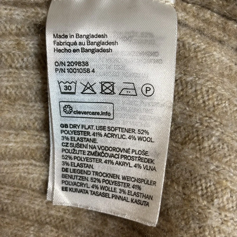 H&M Tan Ribbed Knit Maxi Open Front Cardigan Duster Oversized  XSmall Wool Blend - Picture 4 of 8